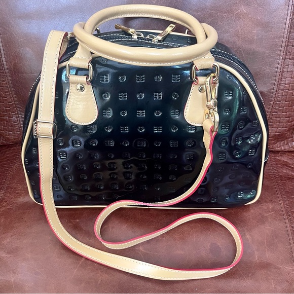 Authentic Arcadia Patent Leather Convertible Crossbody & Satchel Made In Italy - Picture 2 of 16